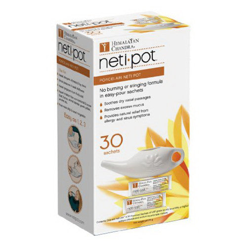 Himalayan Neti Pot Porcelain Neti Pot To Remove Excess Mucus, 30 sachets